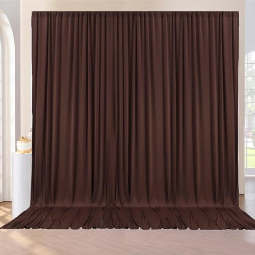 3x3 m Brun Rideau pour Toiles de Fond et Arrière-Plan de Fête - Fond de Mariage en Polyester pour Anniversaire, Douche de Bébé, Baptême, Douche de Mariée