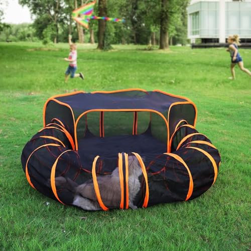 Outdoor Katzenzaun, Outdoor Katzenzaun mit Tunnel Tragbares Katzenzelt, Zaun für Indoor-Katzen und andere Kleintiere