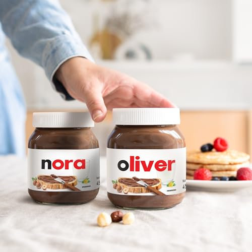Personalisiertes nutella-Glas mit Geschenkbox - dein Nutella Geschenk mit Namen und Highlight für den Frühstückstisch, nutella Glas mit personalisiertem Etikett (2er-set original)