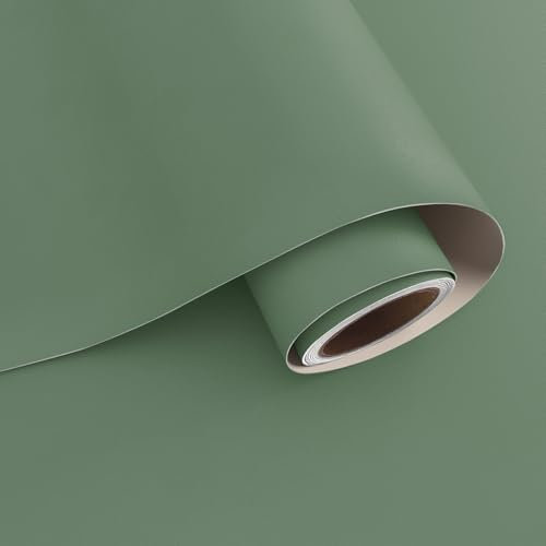 VaryPaper Papier Peint Vert Sauge Moderne 40cmx200cm Adhesif pour Meubles et Murs Salon Chambre Salle de Bain Imperméable Adhesif Plan de Travail Cuisine Armoire Placard Tiroir