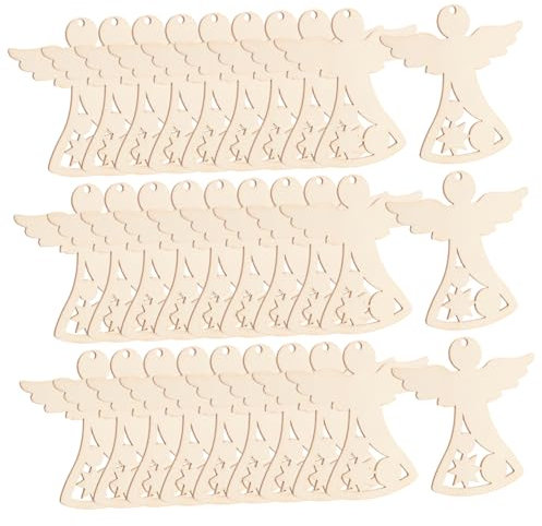 BELLIFFY 30stücke Unbemalte Holzschnitte Für Handwerk Unfertige Holzengel Ausschnitte Für Kreative Bastelprojekte Für Weihnachten Und Feiertagsdekoration