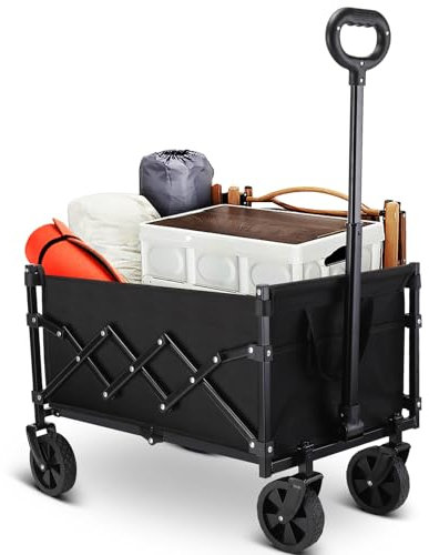 Carrello pieghevole con ruote e manico telescopico per giardinaggio, campeggio, shopping e sport all'aria aperta