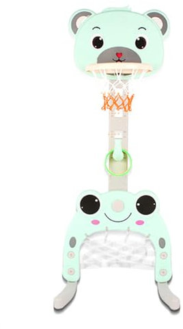 MENGDA 3-in-1-Basketballkorb für Kinder, höhenverstellbar, Fußballkorb, Ringwerfspiel – fördert die körperliche Aktivität für Kleinkinder (Basketballständer Bär)