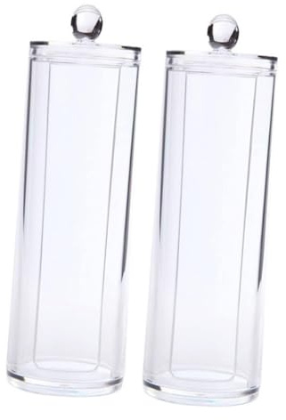 MAGICLULU 2pezzi Dischetti Di Cotone Scatola Di Stoccaggio Rotonda in Trasparente Coperchio Per Cotone Cosmetico Organizer