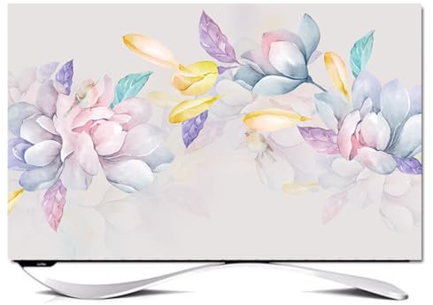 JANEMUA TV Protector Cover, Flower Pattern Dust/Sun Proof Cover,Universal for Desktop/Desktop Monitor/Wall Mount/Curved TV-A||49-52inch