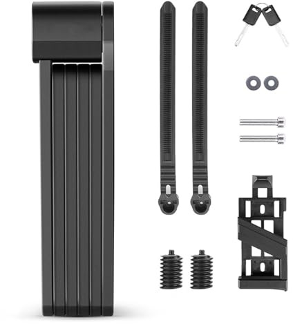 Aomiun Lucchetto Pieghevole per Bici Lucchetto Pieghevole Portatile per Bici con Staffa di Montaggio e 2 Chiavi, Adatto per Biciclette, Scooter e motociclette (Lunghezza Massima da Aperto: 87 cm).