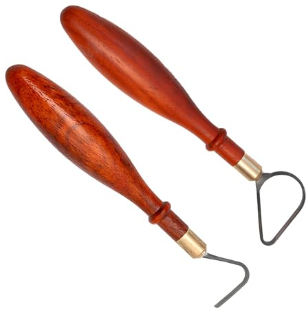 SYWAN Pottery Trimming Tool, Clay Sculpting Tools Tungsten Steel Cutter Head African Coralwood Ribbon Cutter Pottery Trimming Tool Mud Tool Clay Pottery Modelling Carving Tool, L-Shape + Toroidal