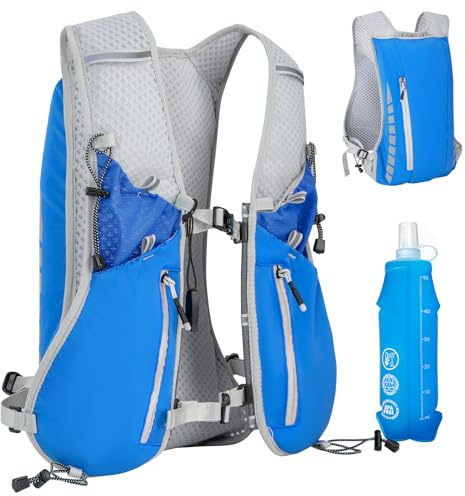Expansea 7L Mochila Hidratación Ligera Impermeable con Soft Flask 500ml, Multifunción Mochilas de Hidratación, Chaleco Reflectante para Correr Ciclismo Carrera Trail Running