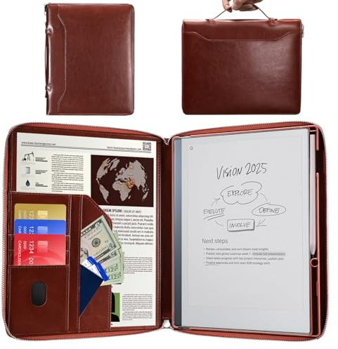 E NET-CASE Case for Remarkable 2 Tablet 10.3 inch (2020 Released) - Business Handheld Design Upgraded PU Leather Cover for Remarkable 2 Digital Paper with Zipper & Pen Holder (Brown)