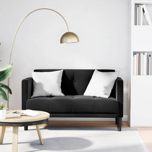 Homgoday Zweisitzer-Sofa Schwarz 111 cm Samt Loungesofa Polstersofa Doppelsofa Gästesofa Wohnzimmersofa Sofa Couch Sitzmöbel für Wohnzimmer Empfang Büro