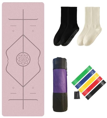 Yogamatte für MäNner und Frauen – Rutschfeste Trainingsmatte für Yoga, Pilates, Stretching und Fitness(Soft pink)