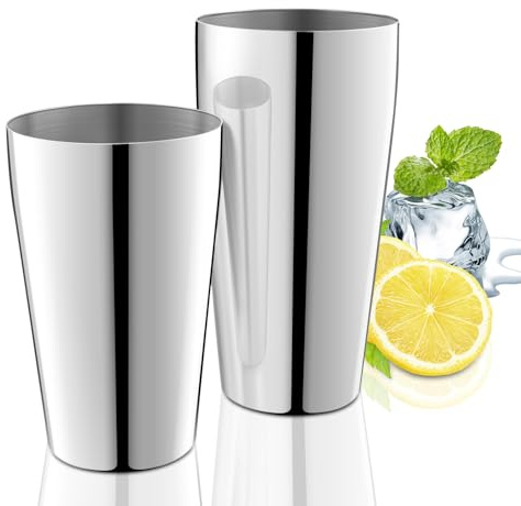 LyhoCink Mixology, kit da barista, set da 2 pezzi in acciaio inox, set da bar con shaker per bevande miste da 600 ml e 737 ml, contenitore per cocktail