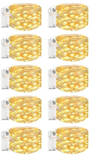 bitjam 10 Stück Lichterkette Batterie Timer, 3M 30 LED Mini Kupferdraht Fairy Lights, Lichterketten Batteriebetrieben (AA Batterie) für Party Weihnachten Hochzeit Schlafzimmer Innen Deko, Warmweiß