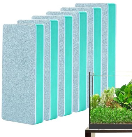 Ocastuted 6 Stück Aquarium-Schrubber für Glas, Aquarium-Glasreiniger-, Fleckenentfernungsschwamm, Kratzfest, für Wand, Küche, Terrarium, Betta, Aquarium