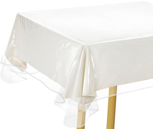 QUARKZMAN 2 Piezas 60 x 102 Pulgadas Mantel De Plástico Transparente, Cubremesa Rectangular De Vinilo Impermeable Y Antigrasa con Bordes Cosidos, Mantel para Comedor, Fiestas Y Vacaciones