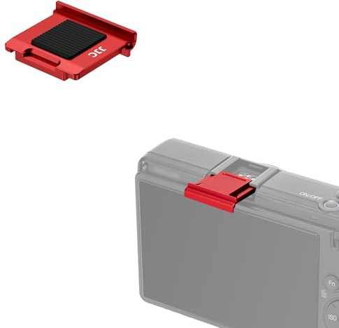 JJC Metal Hot Shoe Cover Compatible with Ricoh GR4 GR IV HDF Monochrome Red | Silicon Plate, Anti-Dust, Anti-Stain, Anti-Scratch, Replaces Original GK-2 Cap, Precision Fit, Red