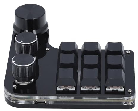 PolyGen RGB LED Mechanical Keyboard with 9 Programmable Keys and 3 Knobs, Onboard Storage for Macros and Settings, Wired USB for Gaming and Office Productivity