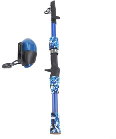 Canna da pesca telescopica per bambini e mulinello, set perfetto per principianti con accessori essenziali per esche (blu (set di 2)