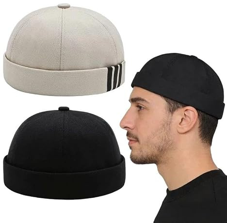 Cappelli Senza Tesa Da 2 Pezzi, Cappelli In Pelle Di Melone Casual Giapponese, Moda Semplice E Versatile, Adatti Per L'Uso Quotidiano E I Viaggi All'Aperto.