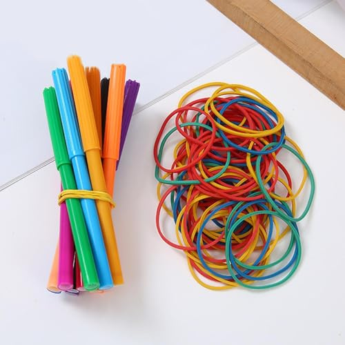 Starka gummiband, 300 stycken färgglada slingor för bindning – hårflätsgummiband, för kontor, skola, klassrum, , , pendling, mappar, post, daglig organisering och förvaring och