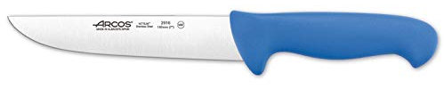 Arcos Serie 2900 - Caja 6 uds Cuchillo Carnicero - Hoja de Acero Inoxidable NITRUM de 180 mm - Mango inyectado en Polipropileno Color azul (6 UDS)