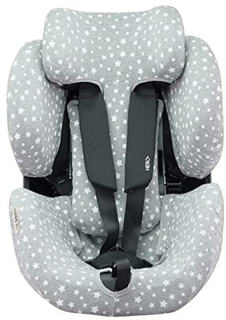 JYOKO Kids Baumwollbezug kompatibel mit Maxi Cosi Recaro Zero, I-Size (Autositzbezug, White Star)