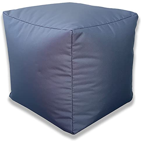 Beautiful Beanbags - Beanbag Cube Footstool Pouffe - Grey | Water-Resistant, for Indoor or Outdoor Use, Manufactured in the UK