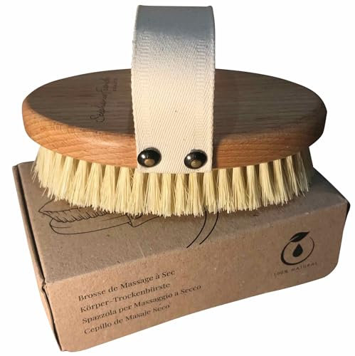 Stephanie Franck Beauty – Body Dry Brush - Spazzola Esfoliante e Stimolante per Massaggio a Secco - 100% Vegana - in Fibre di Tampico Rigide e Legno di Faggio FSC - Senza Plastica - Made in Germany