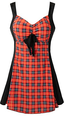 Wantdo Dam Tankini Baddräkt 1 delar Shapewear Platt Mage U Rygg Sommar Plus Size Simkjol Badklänning Smal Mode Strand