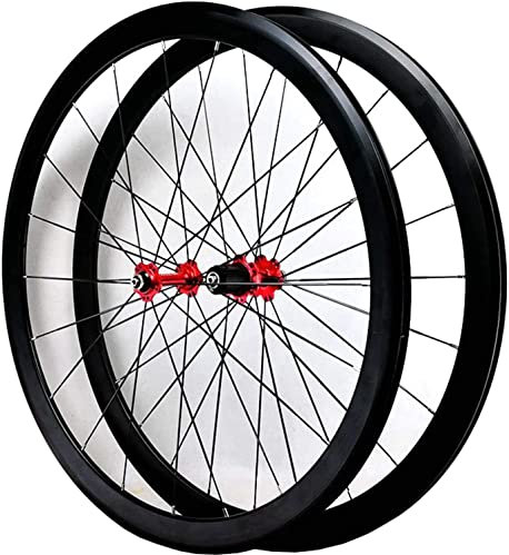 Samnuerly Laufradsatz 700c Rennrad-Laufradsatz, 40-mm-Fahrrad-Vorder- und Hinterrad Aluminium 7/8/9/10/11/12-Gang-Freilauf C/V-Bremse Schnellspanner-Felgenstraßenrad