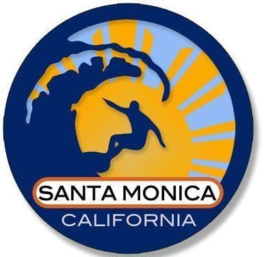 Wildebabsklbt 11 cm Hochwertiger Autoaufkleber Sticker Decal Selbstklebende Folie Santa Monica Beach California Surfing Surf Sun F1187