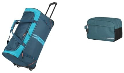 Travelite 2-Rad Trolley Größe L & Handgepäck Kosmetiktasche, Gepäck Serie Kick Off: Praktische Kulturtasche für Urlaub und Sport, 26 cm, 5 Liter