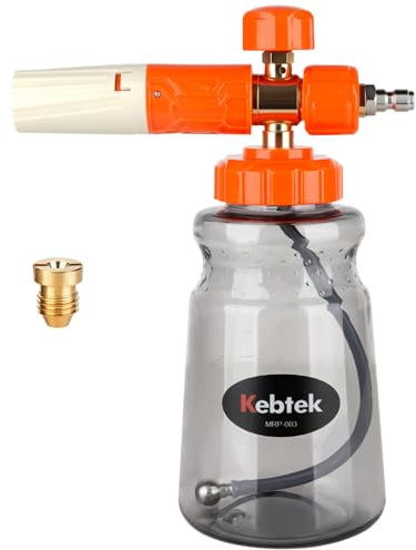 Kebtek Schaumsprüher 1/4 Quick Connect Autowaschanlage Einstellbare Schaumkanone Flasche 1L, zusätzliche 1.1mm Öffnungsdüse