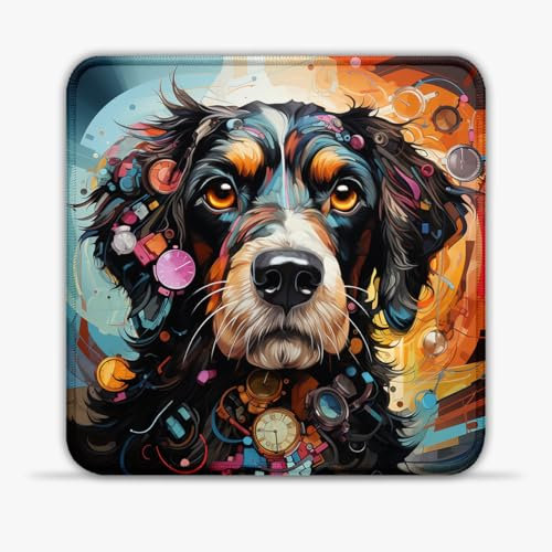 Tappetino per mouse gioco animale cani colorati (30 x 30) cm 11,81 (in) Tappetino per mouse in tessuto su tappetino per mouse ergonomico compatibile con mouse laser e ottici