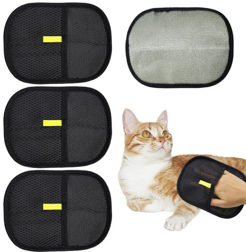 ZHIQIN 4 pièces Gants D'épilation Animaux Gants Antistatiques pour Chat et Chien Gant de Toilettage Double Face pour Animaux Gant Enlever Poil d'animaux pour lit Canapé Tapis Arbre Chat