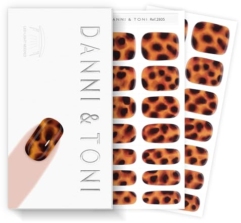 DANNI & TONI Halb ausgehärtete Gel Nagelfolien (Tortoise Glow) Schildpatt-Optik Braun uv Gel Nagelfolie Nagelsticker Nageldesign Selbstklebend Wraps 28 Aufkleber