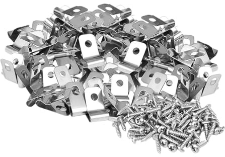 DIYEAH 100 Ensembles Clips Fixation Grillage Rigide Métal avec Vis Pinces Ressort pour Clôtures Élevage Installation Facile sur Poteaux et Composite Maintien Robuste pour Cages et