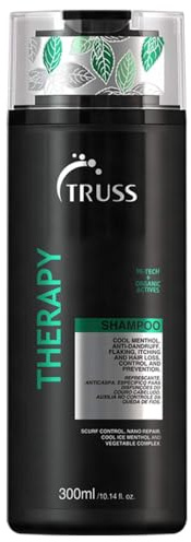 TRUSS Therapy Anti Dandruff Shampoo for Women & Men - Hair Shampoo & Itchy Scalp Treatment Infused with Menthol - Gentle Hair Care for Excess Oiliness & Flaking - pH Balanced & Paraben-Free (10.14 oz)