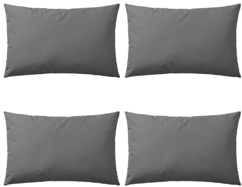 vidaXL Lot de 4 Oreillers d'Extérieur, Cousins de Balcon, Oreillers de Sièges, Décoration de Patio Jardinage Jardin Terrasse, Gris