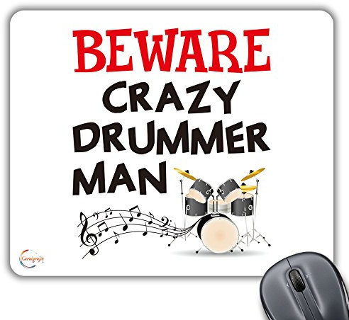 Coralgraph Inc CP577 Beware Crazy Drummer Man Novelty Gift Printed PC Laptop Computer Mouse Mat Pad