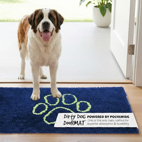 DGS0A Dog Gone Smart Dirty Dog Fußmatte, Mikrofaser, super saugfähig, maschinenwaschbar mit Rutschfester Unterseite, XL, Marine