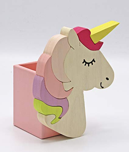 Clevere Kids Aufbewahrungsbox Tiere für den Wickeltisch oder Schreibtisch, Holz (Mein Einhorn)