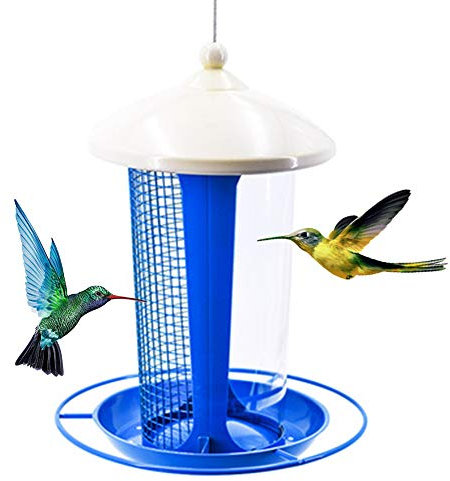 PJDDP Vogelfutterspender, Außenbirdfeeders, Hoch große hängende Vogel-Zufuhren für Garten, Wild Bird Feeder Gewinnung von mehr Vögel ideal für Garten-Dekoration,Blau