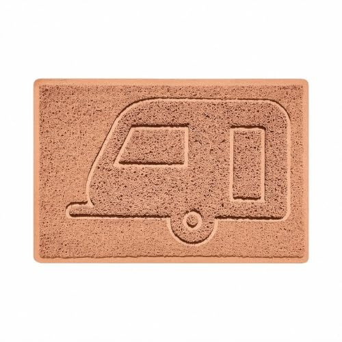 Nicoman Fußmatte, Wohnwagen-Design, geprägt, Schmutzfangmatte, waschbar, für drinnen oder geschützte Außenbereiche, Vinyl, beige, 40 x 60 cm (Rectangular)