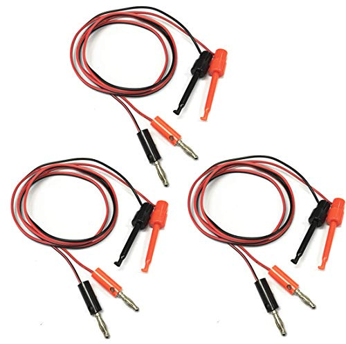 Hailege 3 Pair 4MM Big Size Banana Plug to Test Hook Clip Test Lead Cable with Gold-plated Banana Plug for Multimeter Lead Length 1M