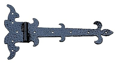 UHRIG Ladenband 34cm lang, DIN links, Schmiedeeisen antik schwarz beschichtet, Scharnier, Beschlag für Fensterläden, Schranktür uvm.
