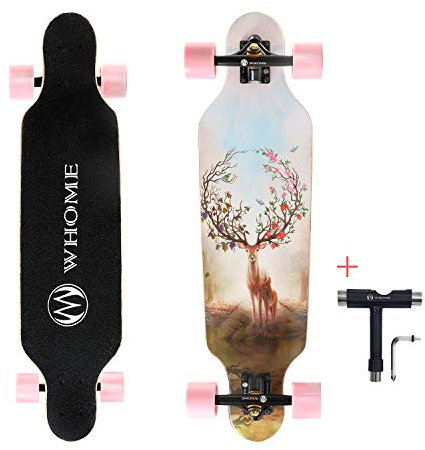WHOME Longboards – 31 Zoll Kleines Longboard Cruising Skateboard – für Erwachsene/Kinder Mädchen/Jungen Anfänger/Profi inkl. T-Tool (Deer Bird)