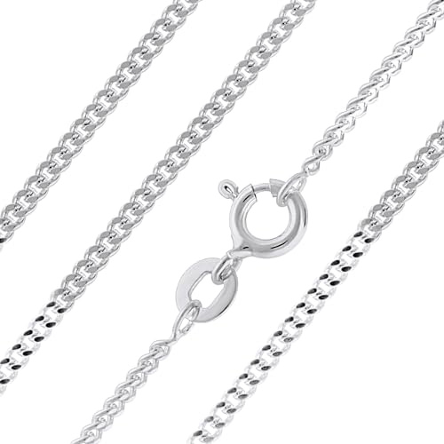 Aeon 925 Sterling Silver Necklace - 1mm Diamond Cut Curb Chain Necklace | 24 Chain | Polishing Cloth & Pouch Bag Included