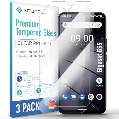 smartect Schutzglas 3 Stück für Gigaset GS5 / GS5 Lite / GS5 Senior / GS4 | GS290 HD Panzerfolie Anti-Kratzer, Displayschutz 0.3 mm Ultra-klar, 9H Härte, Stoßfest, Blasenfrei
