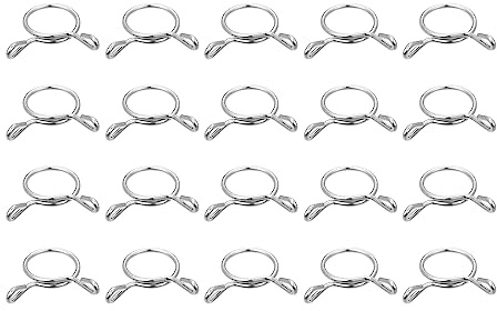 sourcing map Fuel Line Hose Clips, 20pcs 18mm ID Fit 19.5-20mm OD Hose 304 Stainless Steel Water Pipe Air Tubing Spring Hose Clamps for Motorcycle Scooter
